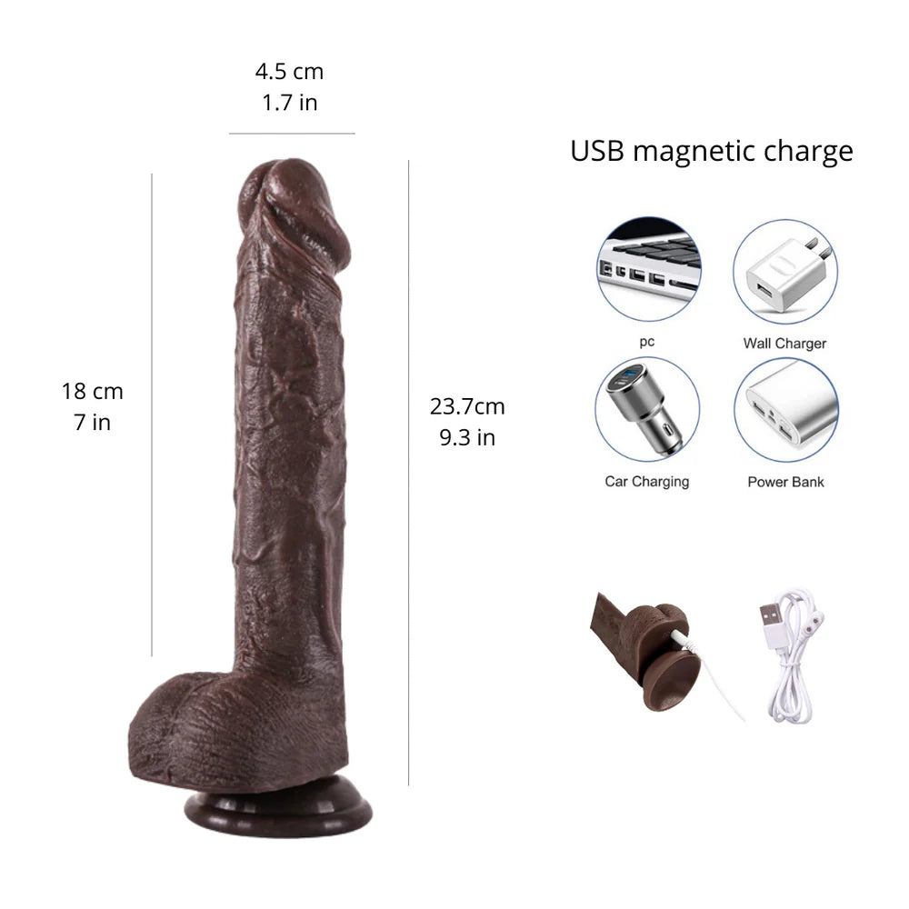 Black Automatic Remote Control Thrusting Dildo