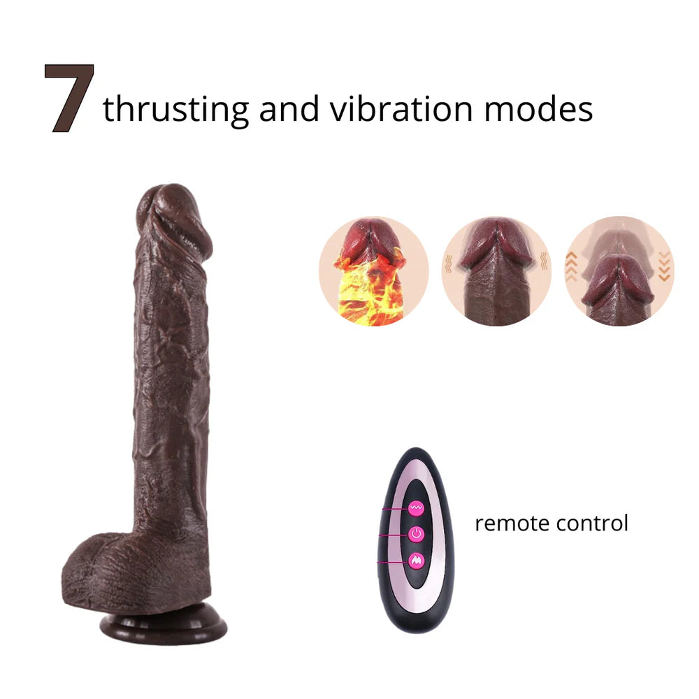 Black Automatic Remote Control Thrusting Dildo
